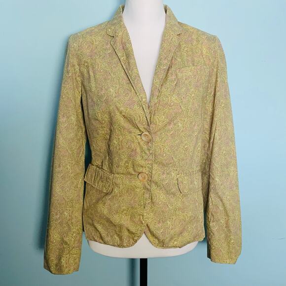 J. Crew Jackets & Blazers - J. Crew Collection Liberty Yellow Floral Cotton Blazer Size 6